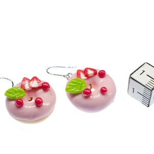 Donut Pink Earrings Miniblings Doughnut Donuts Sweets Sstrawberry Summer 14Mm Food image 2