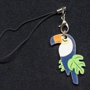 toucan Pendentif pour telephone mobileanimal oiseau perroquet bois exotique image 3