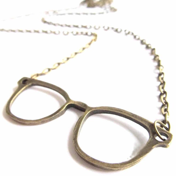 Collier Lunettes Miniblings 50cm verres Brillenkette Hipster Ballot Bronze