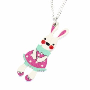 Easter Bunny Necklace 45Cm Miniblings Rabbit Pet Animal Cute Pink