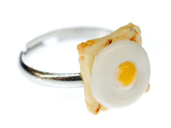 Toast Fried Egg Ring Miniblings Sandwich Breakfast Eggs Bread Roll Beige 