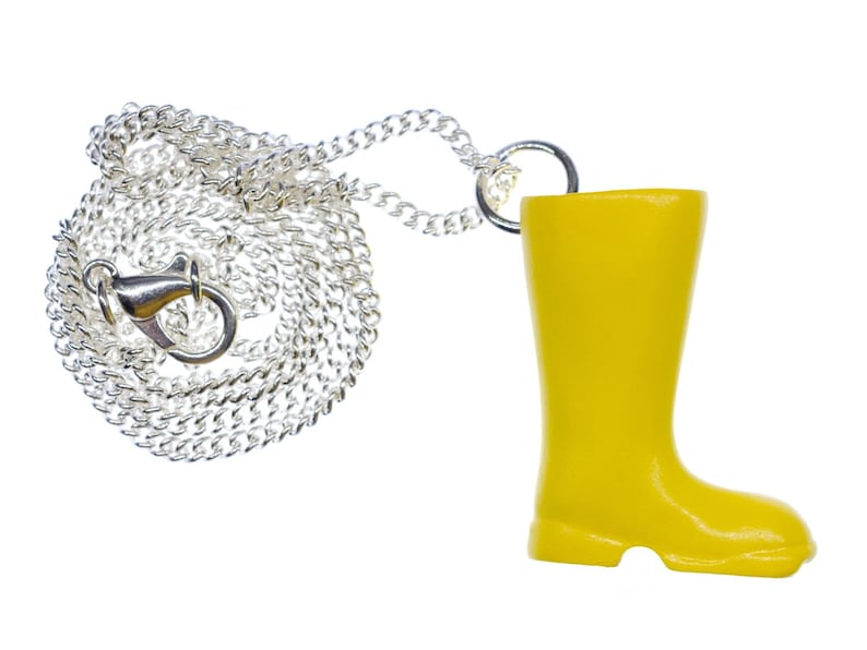 Yellow Rubber Boots Necklace Miniblings 45Cm Garden Rainy Weather Rain