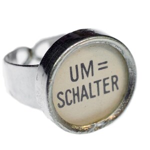 Umschalter Um= Key Ring Chain Vintage Typewriter Keys Miniblings UPCycling White