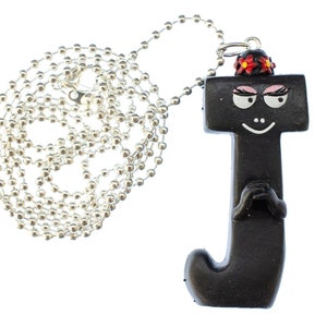J collier Barbapapa 80cm Miniblings lettre pendentif initiale Barbamama Noir