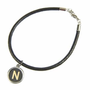 Typewriter Keys Key Bracelet Chosse A Letter Name Initial Leather Necklaceblack