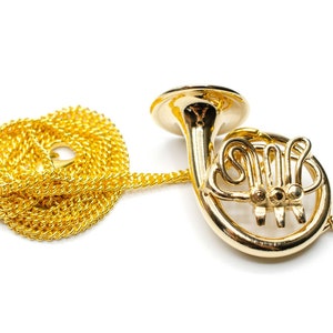 Horn Necklace Miniblings Horns French Horn Gold Plated 60Cm + Box