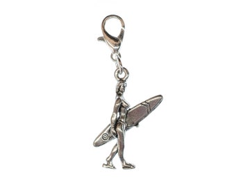 Surfer Surf Girl Charm Pendant Bracelet Miniblings Surfing Surfboard Silver