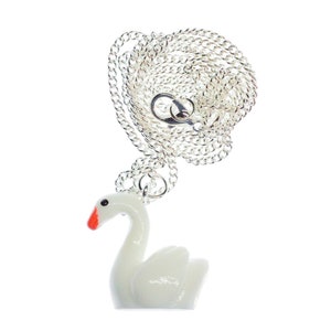 Swan Necklace Miniblings 60Cm Duck Goose Birds Bird Water Swans White