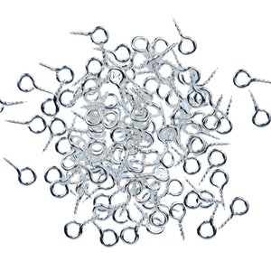 100x Schraubösen Schrauben Lochschrauben Augenschrauben Ösen 7mm mini versilbert