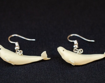 Beluga whale earrings Miniblings pendant whale fish sea ocean  white