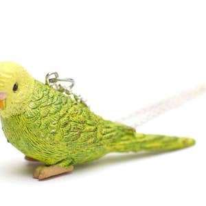 Portachiavi Miniblings Con Pappagallino Ondulato Verde, In Gomma Resistente, 8 Cm - 6