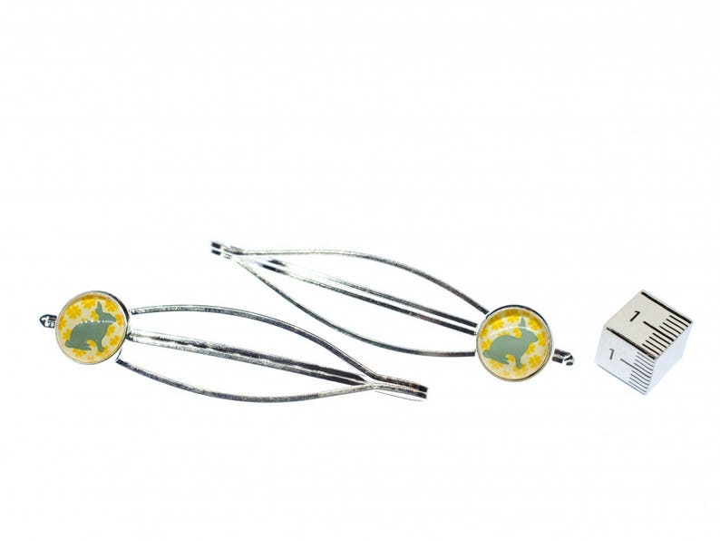 Blue Rabbit Set 2 Hair Clips Cabochon Miniblings Hairpin Bunny Easter Cony
