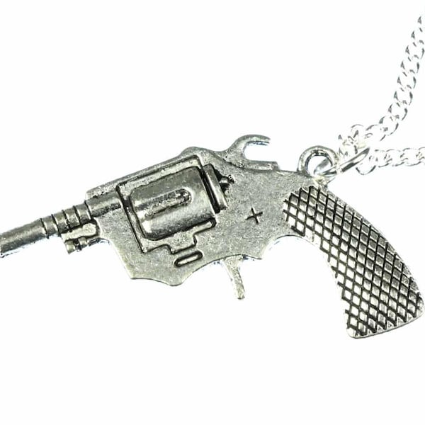 collier Revolver Revolver pistolet Collier Colt Cowboy Miniblings 4cm 60 cm