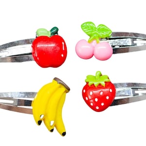 4 pcs Fruit Hairclips Miniblings Hair Clip Clips Cherry Apple Banana Strawberry