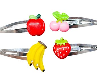 4 pcs Fruit Hairclips Miniblings Hair Clip Clips Cherry Apple Banana Strawberry