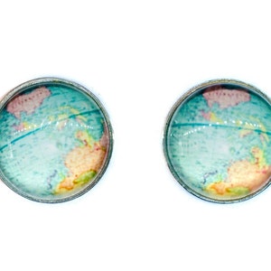 globe Cabochon de prise Planisphère Miniblings Cartes Blue