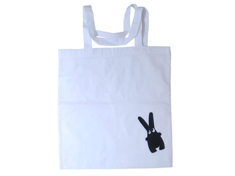 Cotton Carrier Bag Jute Bag Shopper Miniblings Bunny Black Diagonally Easter