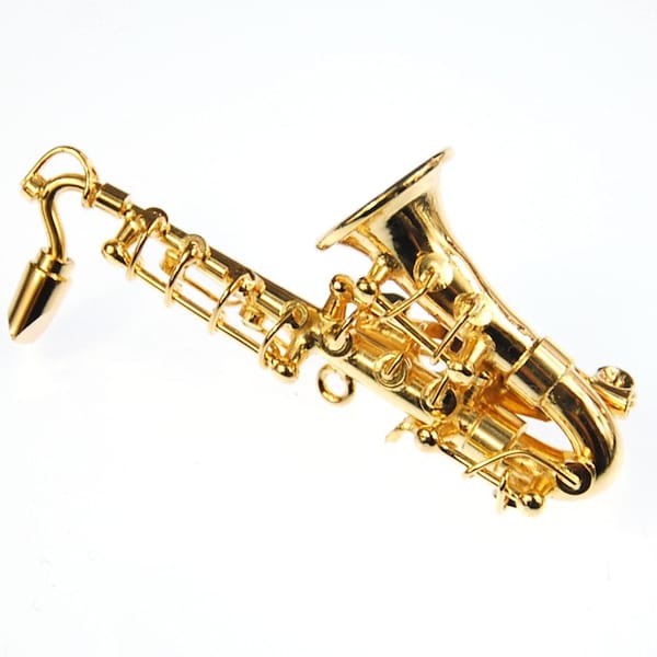 Saxofon Brosche Sax Saxofonbrosche Miniblings Saxophon Anstecknadel +Box vergold.