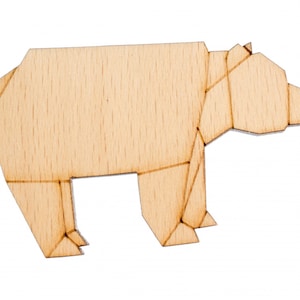 Bear Brooch Pin Badge Button Teddy Wild Animal Grizzly Abstract Origami Wood