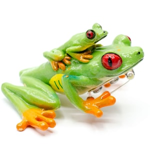 Red-eyed tree frog baby brooch Miniblings badge pin frog tree frog green
