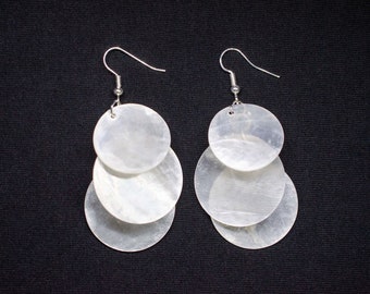 Pearl Earrings Discs Miniblings Hippie Boho White