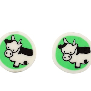 Cow Ear Studs Earrings Miniblings Plug Farm Animal Cawaii Polymer Clay Green