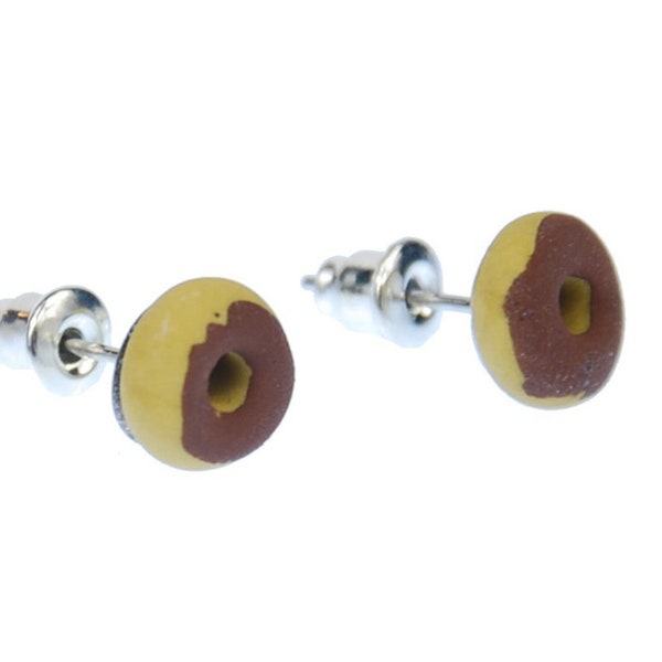 Vanille Donut Schokolade Glasur USA Ohrstecker Miniblings Ohrringe Essen braun