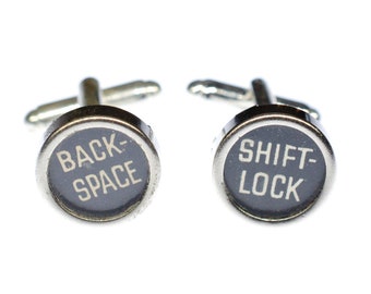 Backspace Shiftlock Cufflinks + Box Miniblings Typewriter Keys Vintage Black