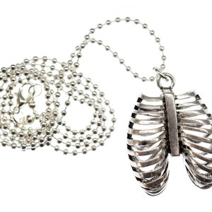 Lung Necklace Miniblings 80Cm Anatomy Silver Ribs Human Horror Hospital Metal