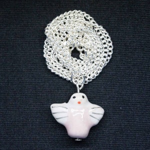 Angel chain Miniblings 45cm pendant necklace Christmas ceramics purple white