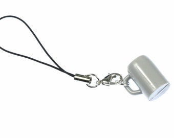 Beer Mug Glass Miniblings Mobile Cell Phone Charm Pendant Oktoberfest Munich Gray