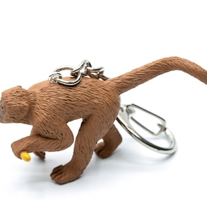 Capuchin monkey Keyring pendant key ring monkey brown banana