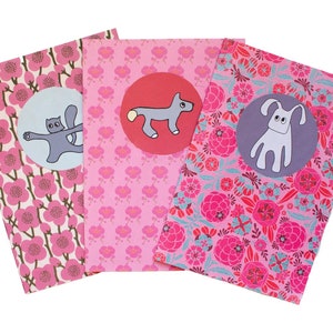 3 pcs Books Copybook Exercise Book Handmade Kalle Fuchs Fox Animal Purple