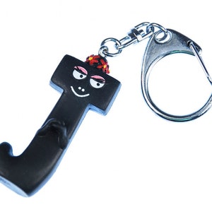 J Barbapapa Key Ring Chain Miniblings Key Ring Chain Letter Initial Black