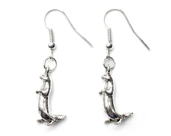 Boucles d'oreille loutres de mer Loutreargent debout Boucles d'oreille