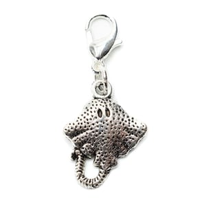 Ray Charm Miniblings zipper pull pendant Manta Manta ray fish silver