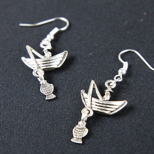 Boat Earrings With Fisher And Fish Ship Fishing Miniblings Sailing Captain