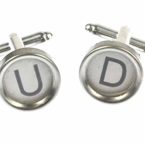 Vintage Typewriter Keys Cuff Links Cufflink Letters Initials Minibling White