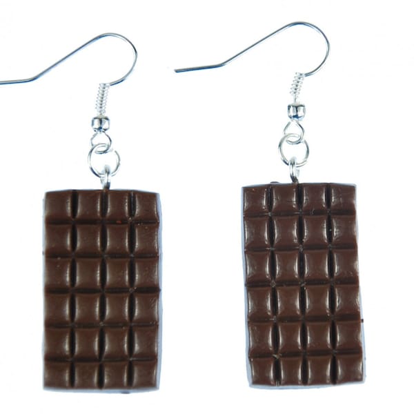 Schokolade Ohrringe Miniblings Hänger Vollmilch Tafel Schokoladentafel 3D braun