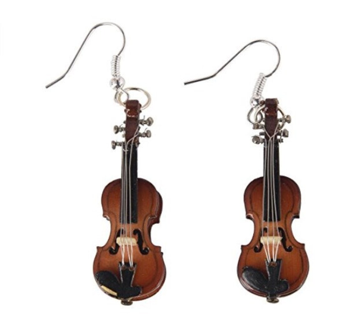 Violin Earrings 2 Violins Wood Miniblings Violinist Music Instrument Musician Box Etsy