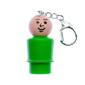 Fisher Price Little People Cool Key Chain Miniblings Retro Man Baldness Green