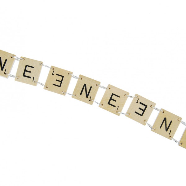 Scrabble Neeneene Armband Upcycling Recycling Vintage 8 Zeichen Wortspiel