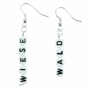 Wald & Wiese German Earrings Miniblings Words Word Letters White Forest Meddow