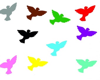 10X Patch Hotfix Iron On Motif Miniblings 26mm Glossy Flex Dove Pigeon Bird