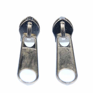 ZIpper Zip Upcycling Earrings Ear Studs Earstuds Miniblings Silver Round