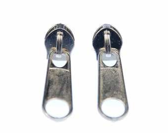 ZIpper Zip Upcycling Earrings Ear Studs Earstuds Miniblings Silver Round