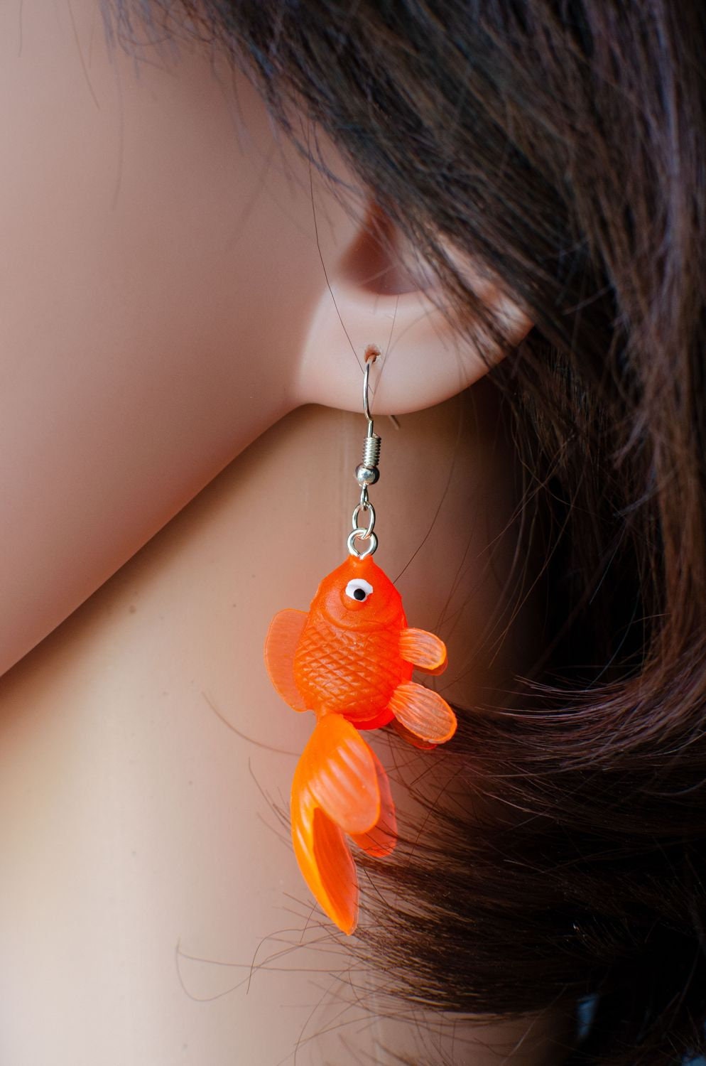 Miniblings pesci rossi orecchini al neon verde Betta pesci d'acquario pesci Koi - Gioielli fatto a mano placcati argento I Orecchini