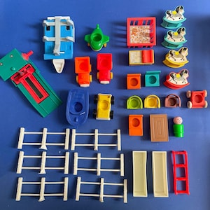 Cama de bebé vintage para habitación de niños, juego Little People de Fisher Price, años 70 a 1980