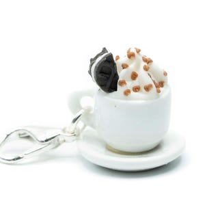Cocoa Hot Chocolate Cup Charm Pendant Zipper Pull Bracelet Wristlet Miniblings