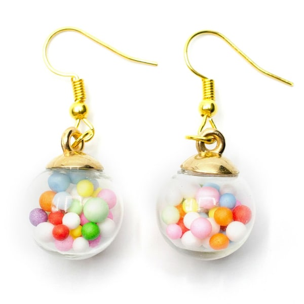 boules de verre boule boucles d'oreille perles colorees les perles de sucre Bubble